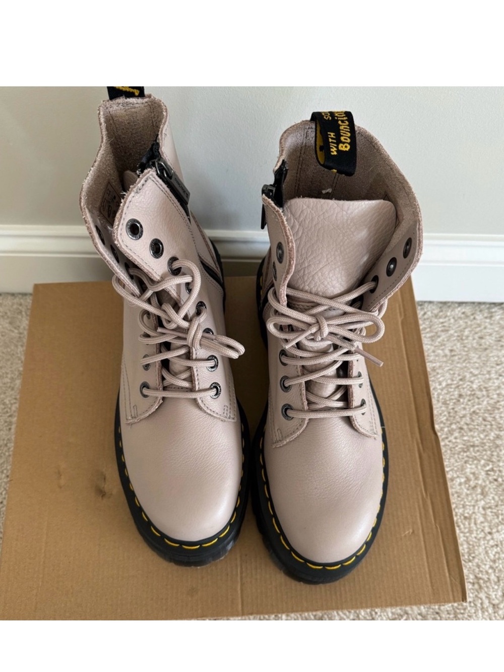 Dr. Martens Jadon Boots in Taupe - Women's platform leather boots size 9 - Picture 3 of 4